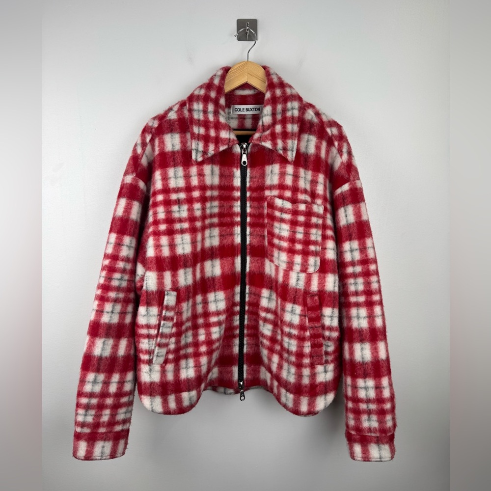 Cole Buxton Men Checked Wool Blend Jacket Size Small